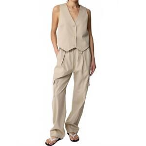 NEW ALMINA CONCEPT elastic ankle cargo pants in pebble